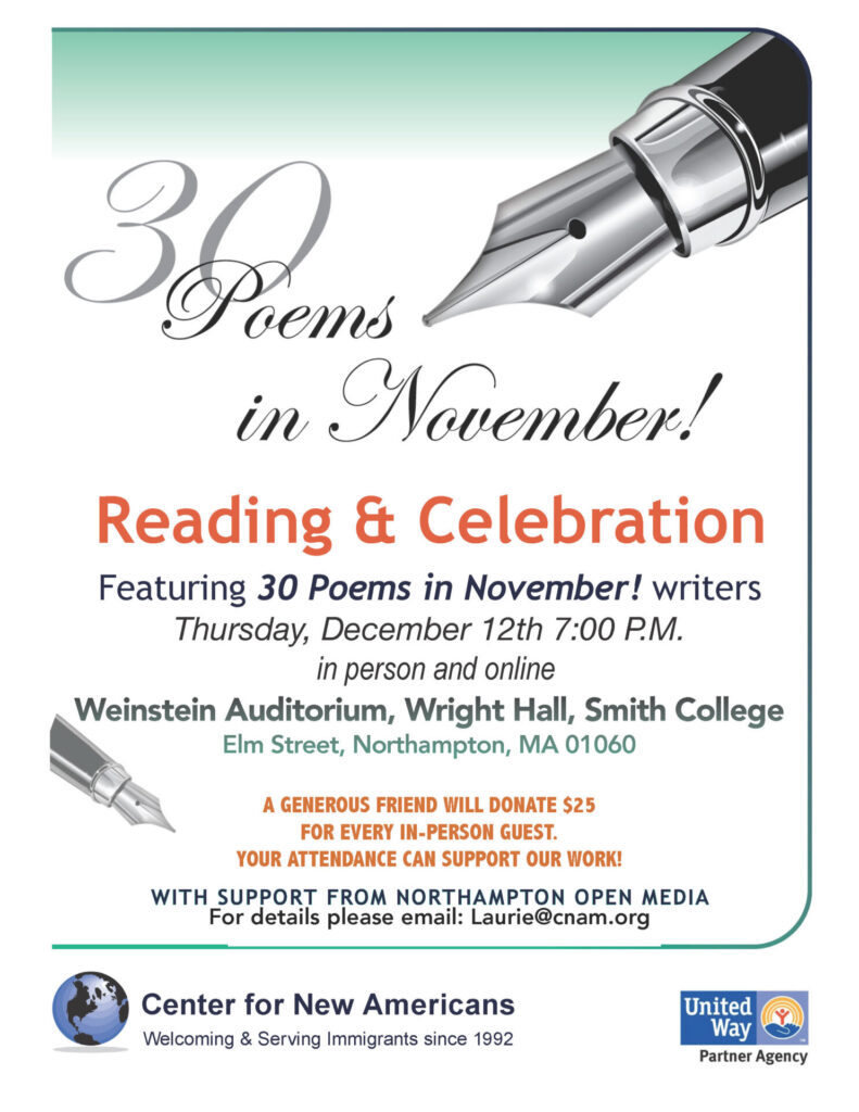 details for 30 poems in november 2024 reading and celebration